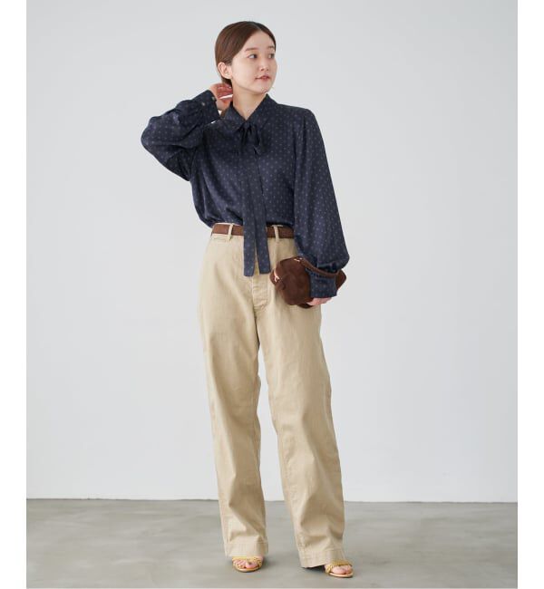 IENA「《WEB限定/追加4予約》サテンドットタイ付ブラウス」|シャツ・ブラウス|