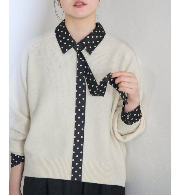 IENA「《WEB限定/追加4予約》サテンドットタイ付ブラウス」|シャツ・ブラウス|