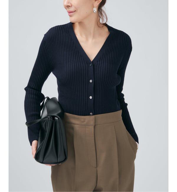 VERMEIL par iena「《予約》イタリア糸 RIB Vネックカーディガン」|カーディガン|