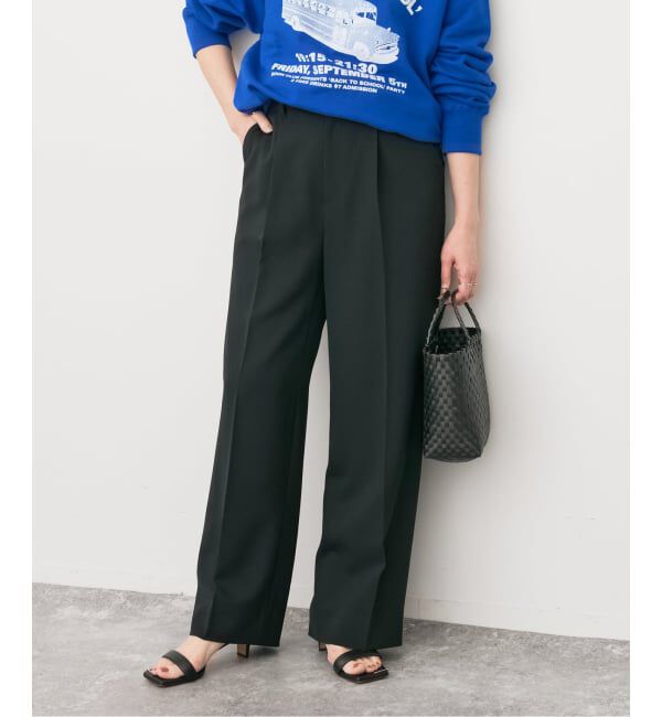 Spick and Span「トロストレッチ1タックパンツ」|スラックス|ブラック