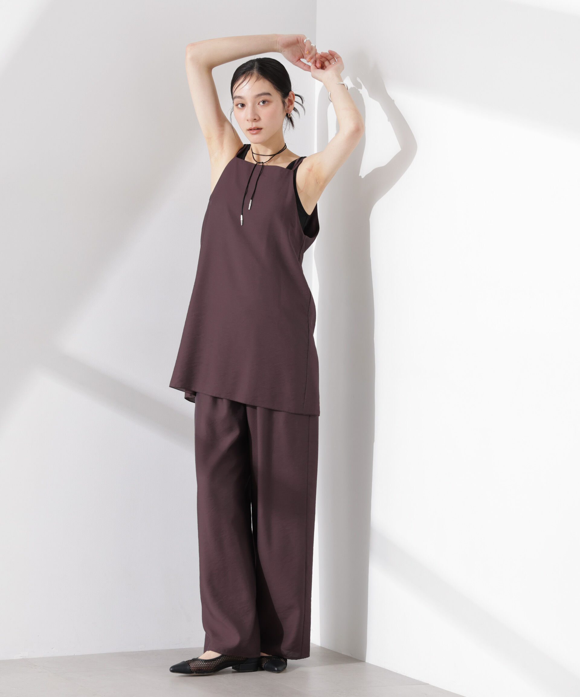 nano･universe「フリルワイドイージーパンツ（セットアップ可）」|チノ|