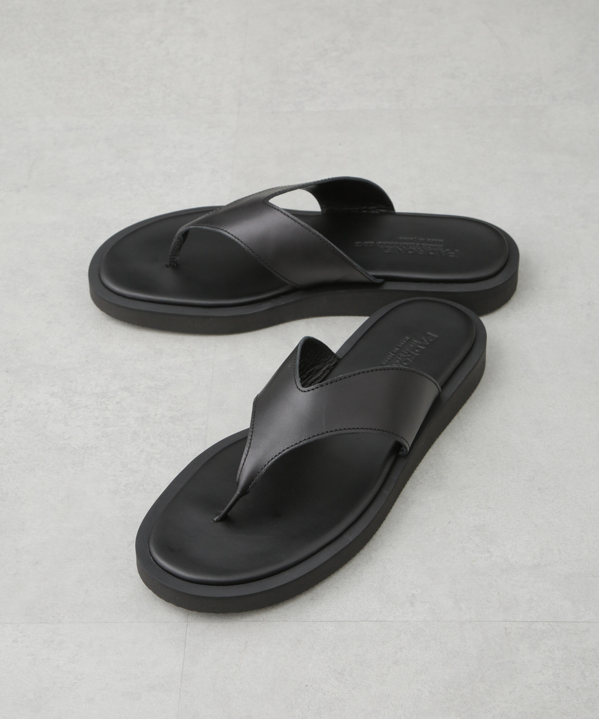 nano･universe「PADRONE THE STANDARD LINE/別注 THONG SANDAL / トングレザーサンダル」|サンダル|ブラック