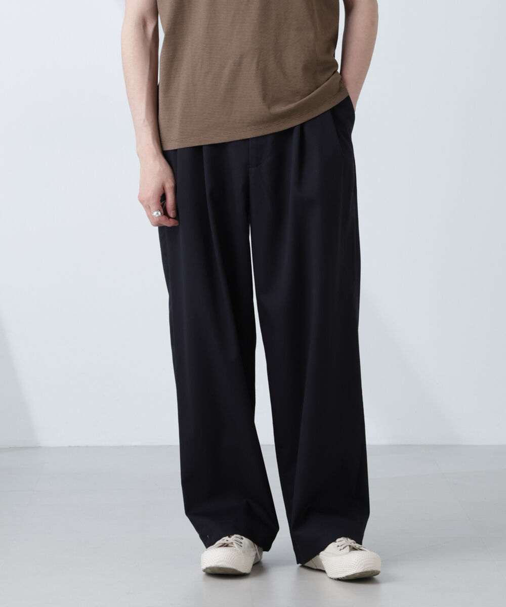 nano･universe「「大人のワイドパンツ」2タックワイドトラウザーズ」|チノ|ネイビー