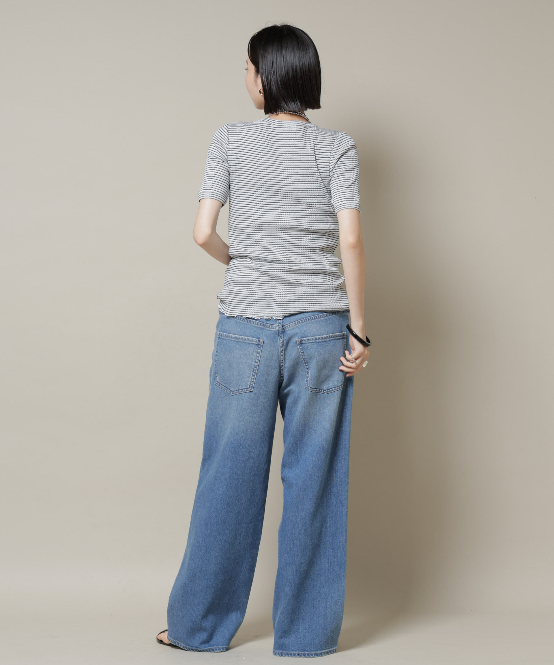 nano･universe「マルチボーダーテレコリブカットトップス」|Tシャツ・カットソー|