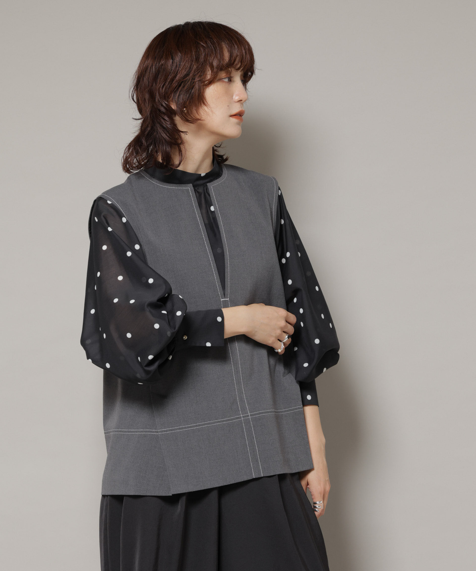 nano･universe「ドライウェザーストレッチバイカラーステッチベスト(セットアップ可)」|シャツ・ブラウス|