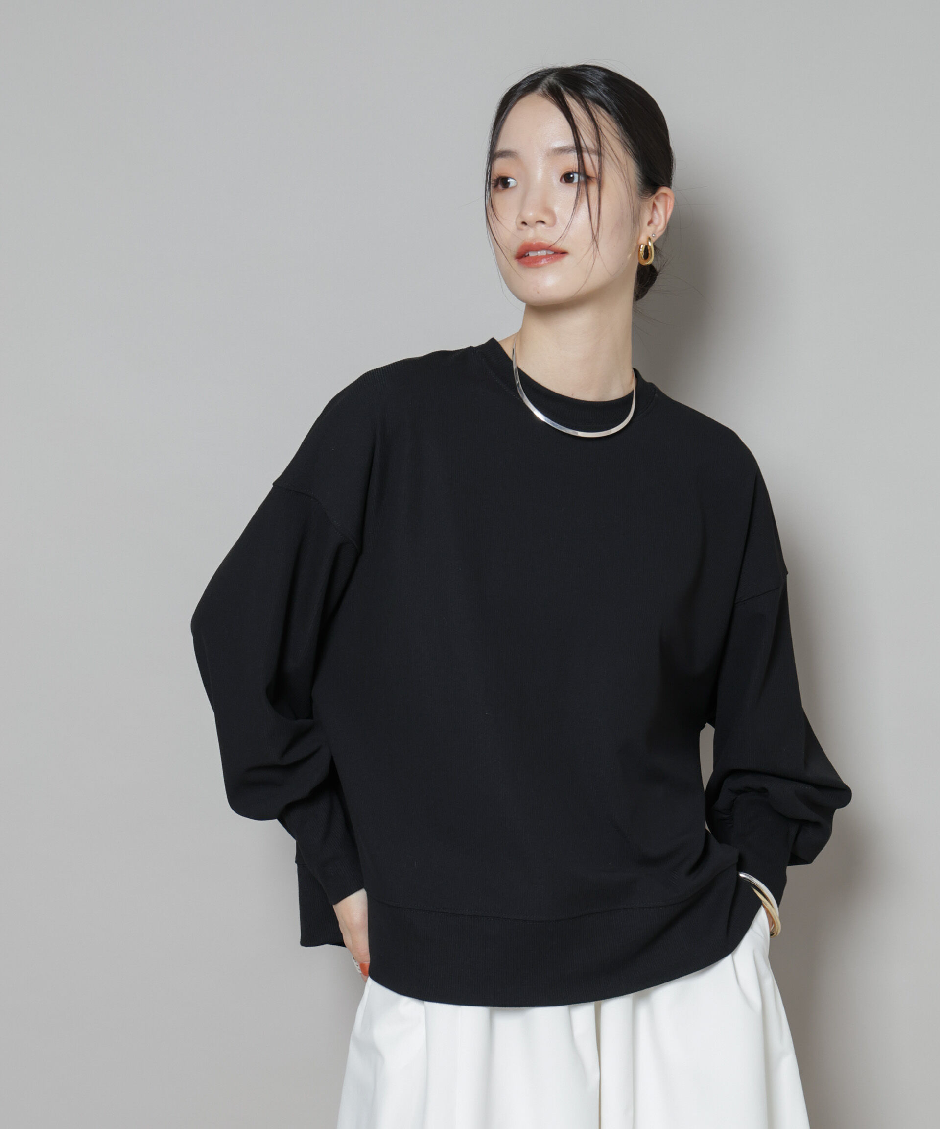 nano･universe「サカリバカットワイドクルーネックトップス(セットアップ可)」|Tシャツ・カットソー|