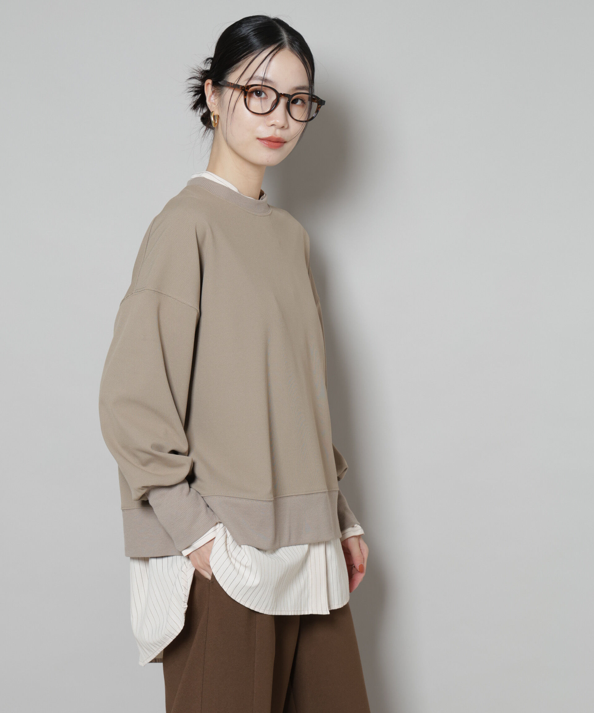 nano･universe「サカリバカットワイドクルーネックトップス(セットアップ可)」|Tシャツ・カットソー|