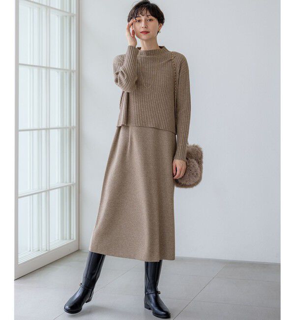 23区「【洗える】レイヤードニットツイン ワンピース」|ワンピース|