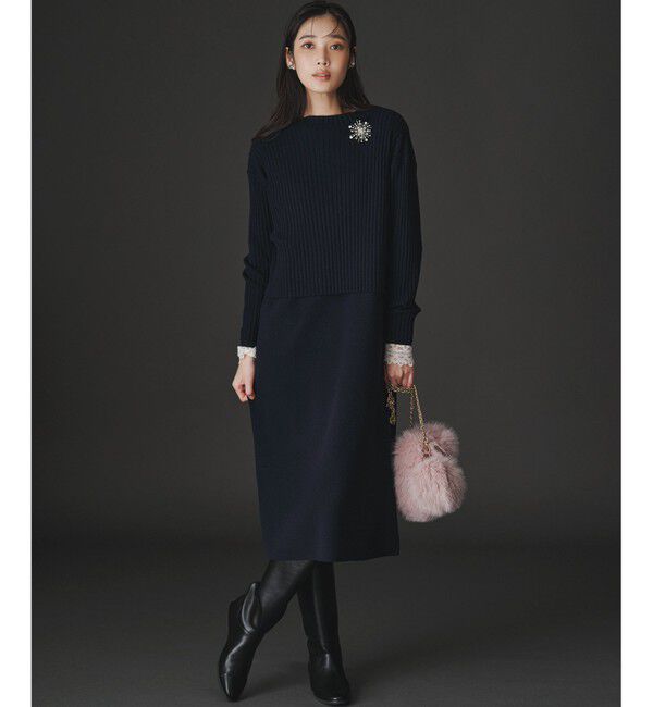 23区「【洗える】レイヤードニットツイン ワンピース」|ワンピース|