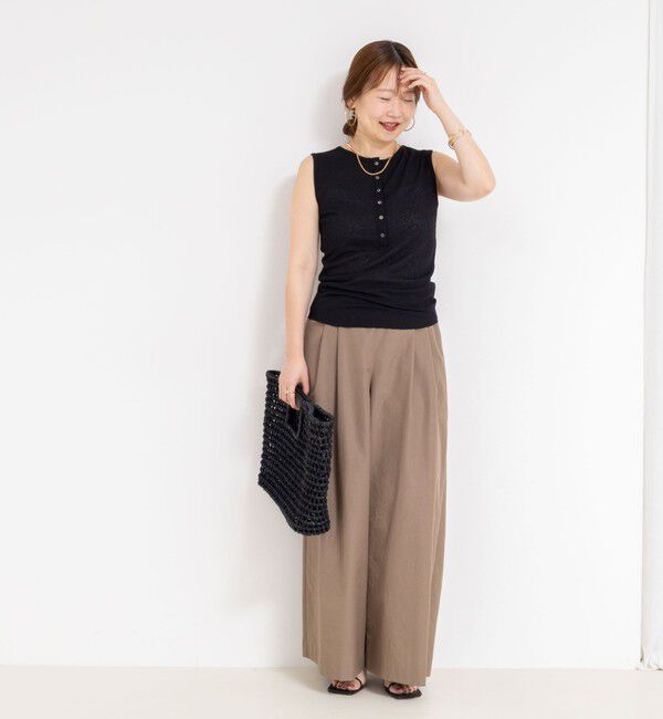 NOLLEY'S「《アンサンブル対応》シアーワッフルヘンリーノースリーブ2WAYプルオーバーカットソー」|Tシャツ・カットソー|