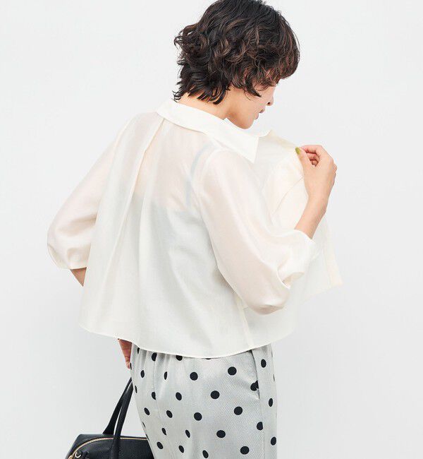 NOLLEY'S「シアーシルキーパール釦フリルブラウス」|シャツ・ブラウス|
