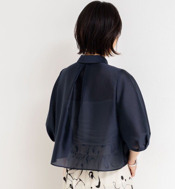 NOLLEY'S「シアーシルキーパール釦フリルブラウス」|シャツ・ブラウス|