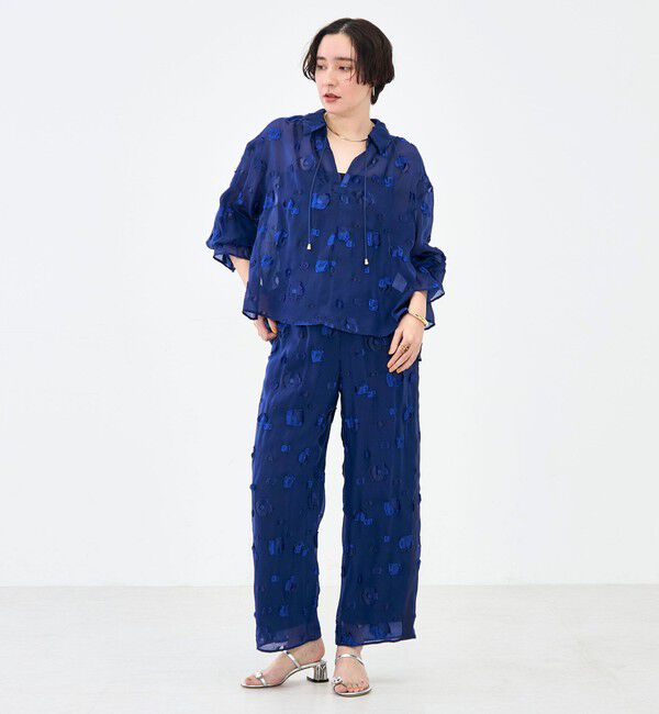 NOLLEY'S「《セットアップ対応》【KIRYU】MIXウォッシャブルフラワー柄ウォッシャブルジャガードブラウス」|シャツ・ブラウス|