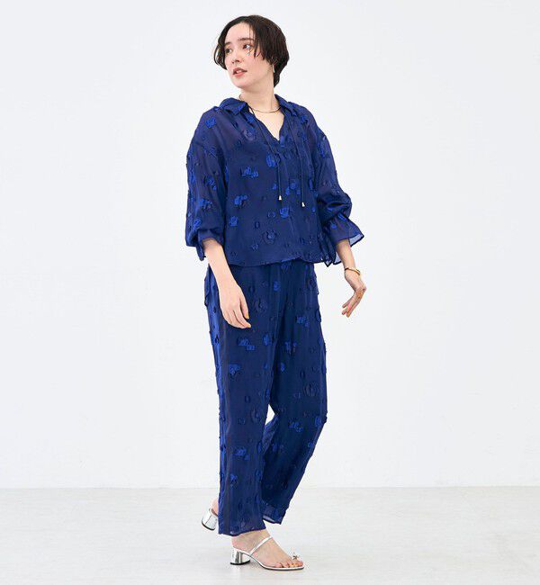 NOLLEY'S「《セットアップ対応》【KIRYU】MIXウォッシャブルフラワー柄ウォッシャブルジャガードブラウス」|シャツ・ブラウス|