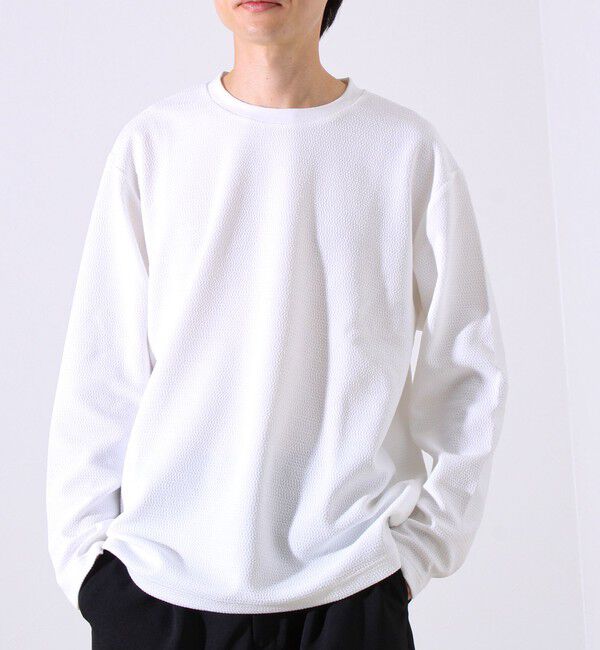 GLOSTER「【シリーズ累計人気】【ジャケットのインナーにおすすめ】ふくれジャガードロンT」|Tシャツ・カットソー|