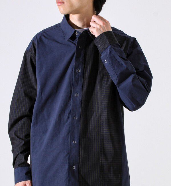 GLOSTER「【無地&times;柄の遊び心デザイン】スマートクレイジーロングスリーブシャツ」|シャツ・ブラウス|