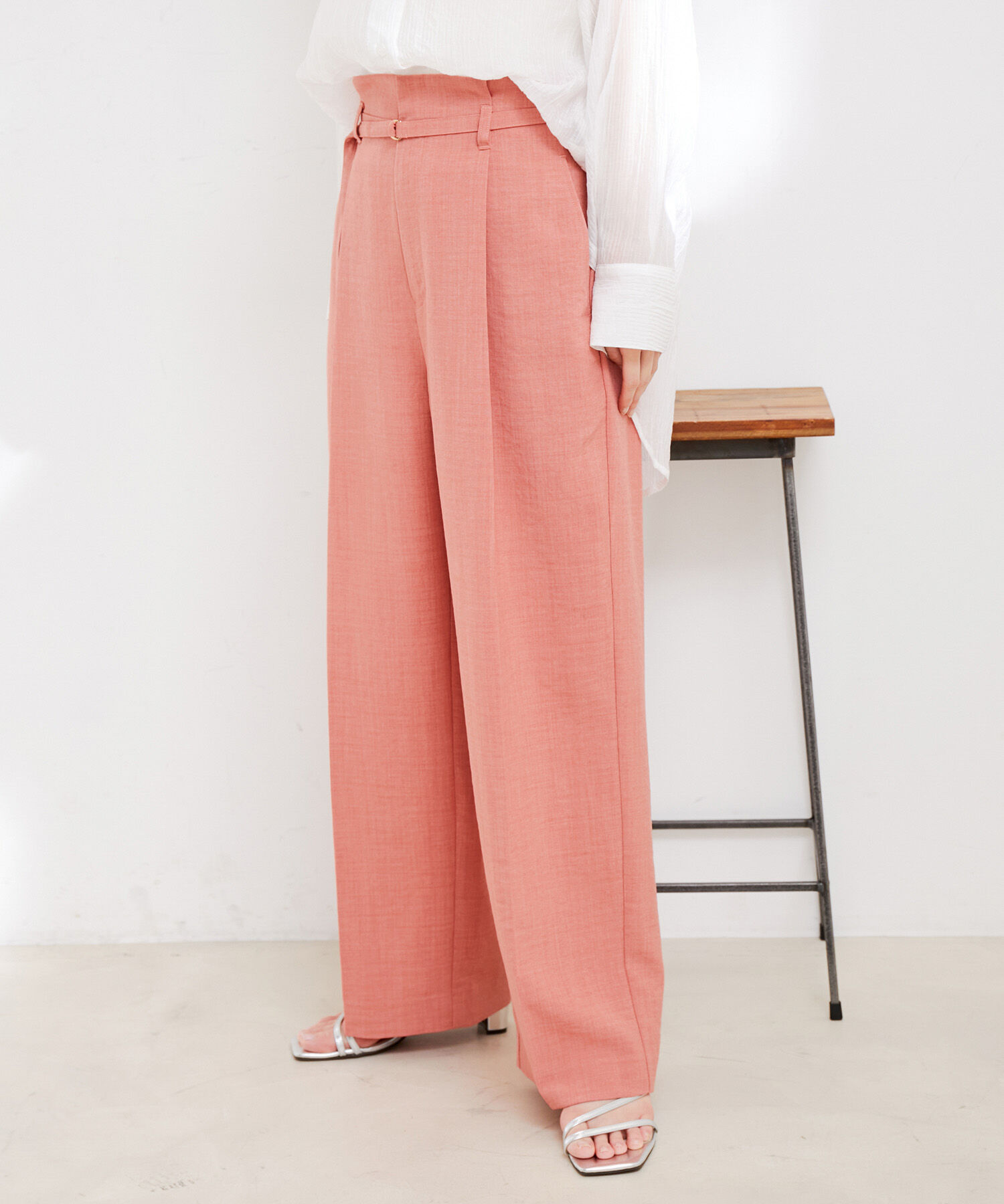 VIS「【接触冷感・洗える】美easy Dカンベルト付きワイドパンツ【セットアップ対応】」|スラックス|