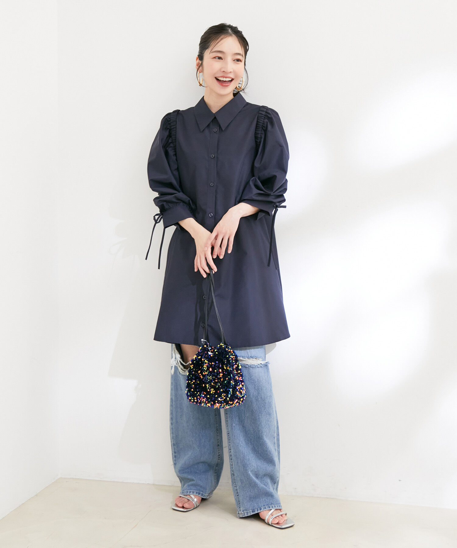 VIS「【洗える】【マルチWAY】ボレロ付きミニシャツワンピース」|その他|