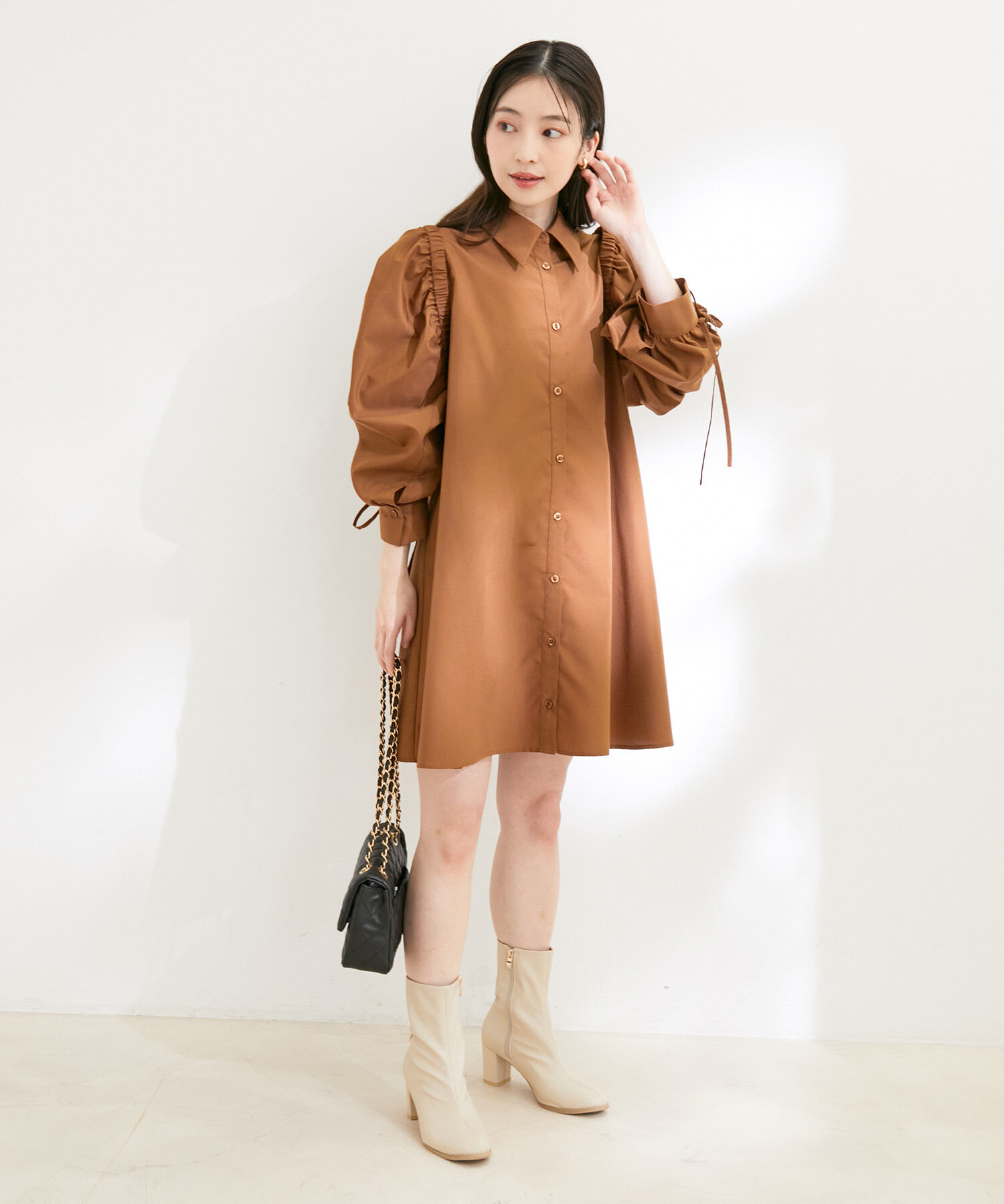 VIS「【洗える】【マルチWAY】ボレロ付きミニシャツワンピース」|その他|