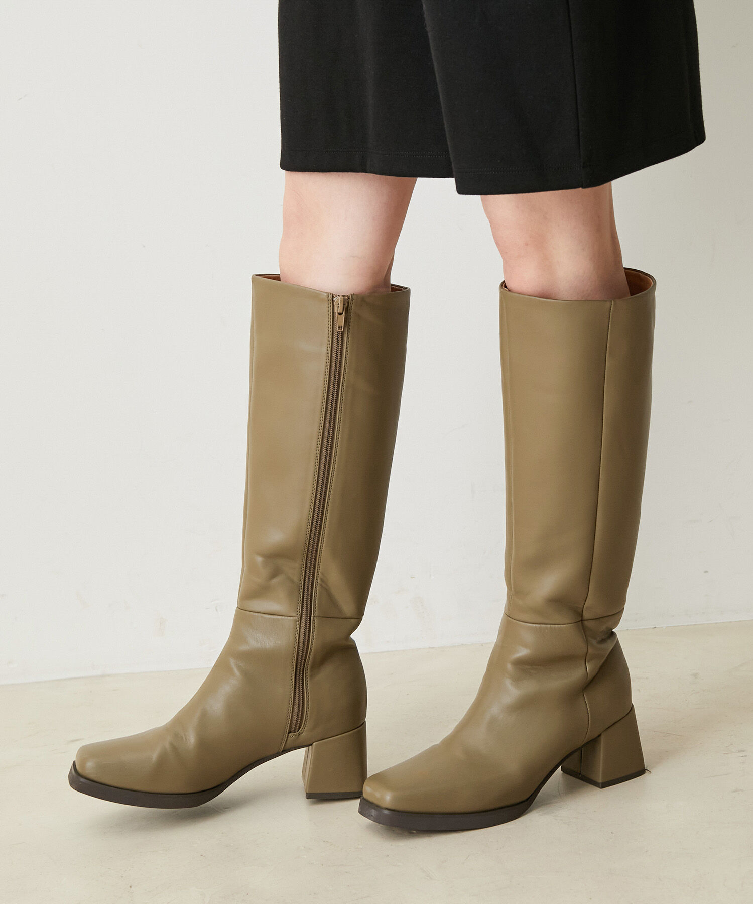 VIS「【抗菌防臭】スクエアトゥソフトロングブーツ」|ロングブーツ|