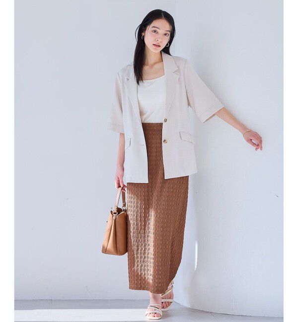 VIS「【美easy】ハーフスリーブジャケット/セットアップ対応・洗える」|テーラードジャケット|