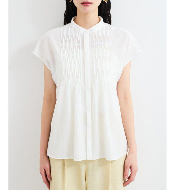 VIS「【接触冷感/洗える】気流染めスモッキングブラウス」|シャツ・ブラウス|