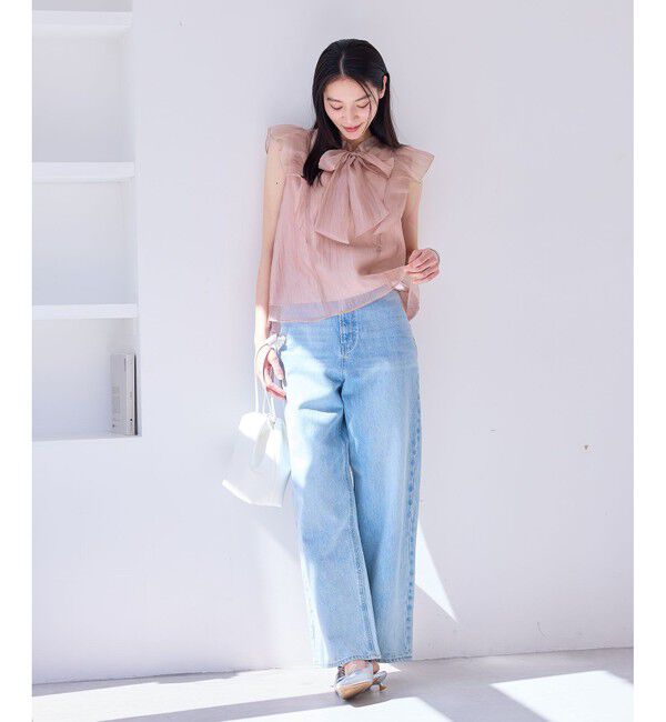 VIS「主役級！華やぎシアーシャイニーボウタイフリルブラウス【前後2WAY】【洗える】」|シャツ・ブラウス|