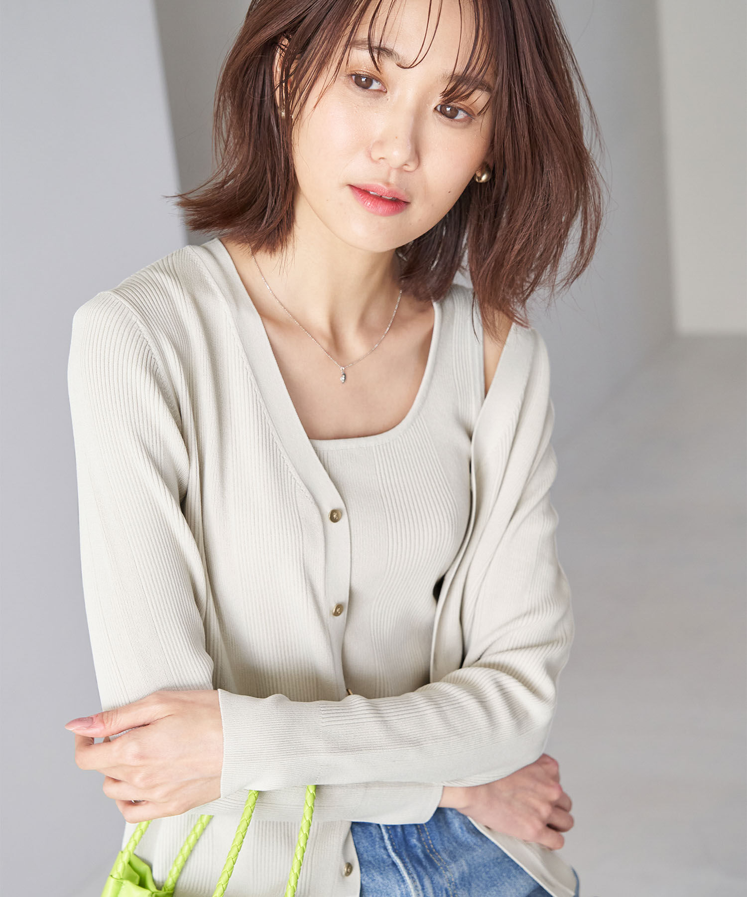 Rope&rsquo;Picnic「UVカット・洗濯機OK/スクエアネックニットタンクトップ」|タンクトップ|