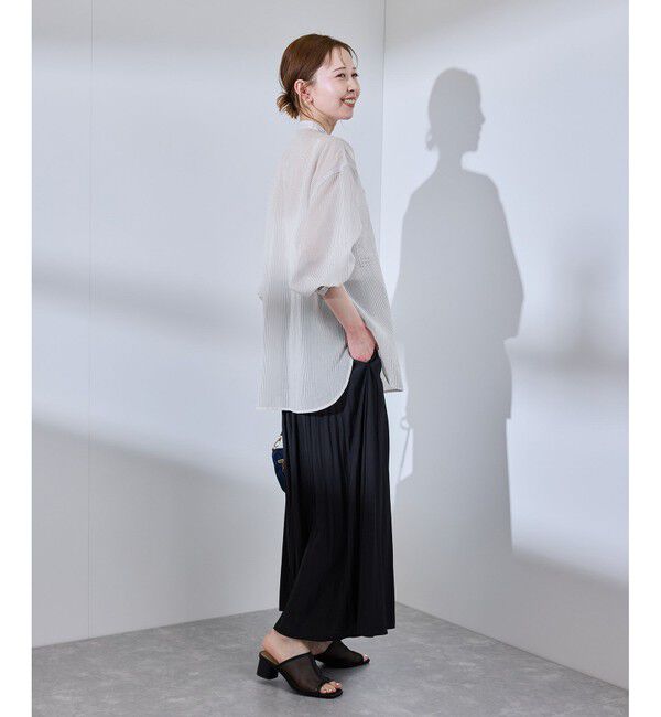 Rope&rsquo;Picnic「着丈が選べるバンドカラーストライプシアーシャツ」|シャツ・ブラウス|