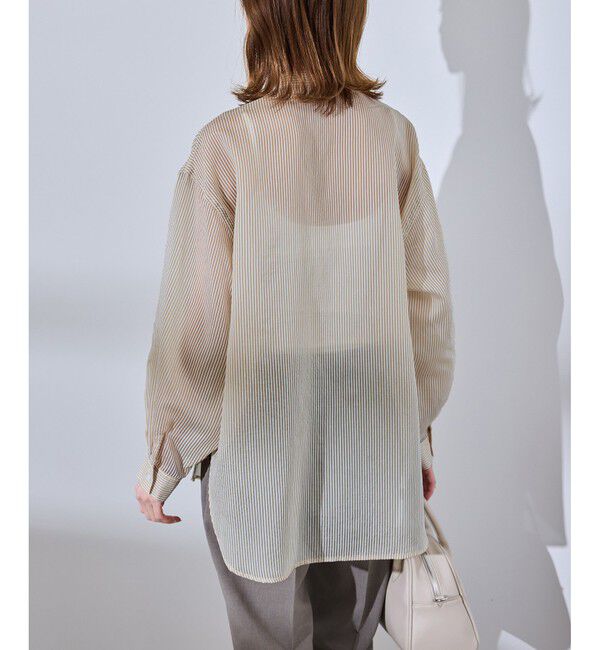 Rope&rsquo;Picnic「着丈が選べるバンドカラーストライプシアーシャツ」|シャツ・ブラウス|