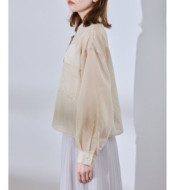 Rope&rsquo;Picnic「着丈が選べるバンドカラーストライプシアーシャツ」|シャツ・ブラウス|