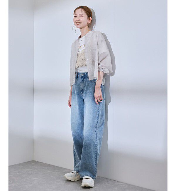 Rope&rsquo;Picnic「着丈が選べるバンドカラーストライプシアーシャツ」|シャツ・ブラウス|