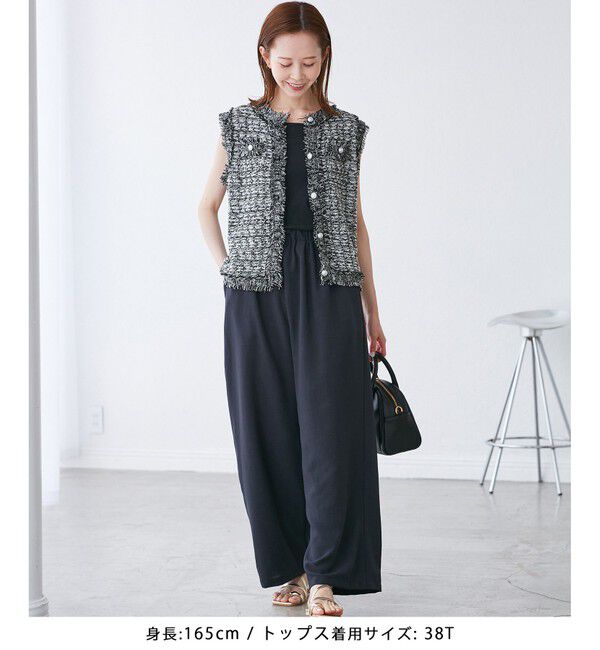 Rope&rsquo;Picnic「【WEB限定カラー】【サマー・ツイード】着丈が選べるジレベスト/スリーブレスカーディガン」|カーディガン|