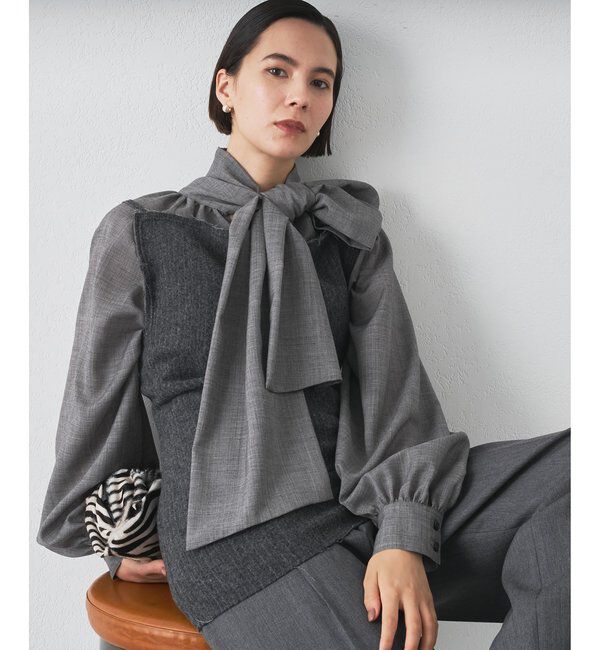  「ボウタイブラウス」|シャツ・ブラウス|グレー