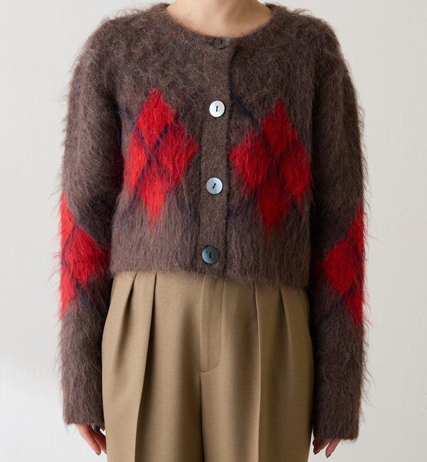  「	アーガイルシャギーカーディガン」|ニット・セーター|