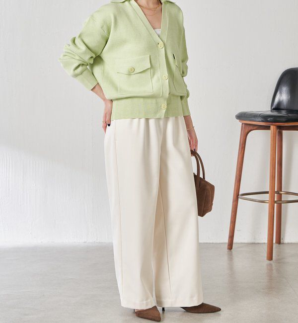  「【襟は取り外し可能】オープンカラーニットカーディガン」|ニット・セーター|