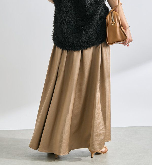  「【上品な光沢感】グロッシーギャザースカート」|スカート|