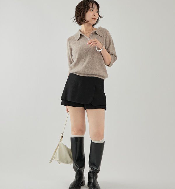  「衿付き半袖ニット」|ニット・セーター|
