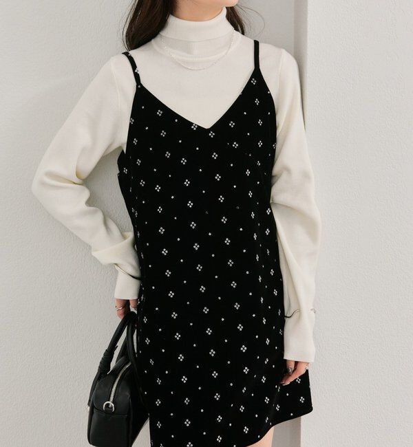  「シャイニーベロアミニキャミワンピース」|ワンピース|ブラック