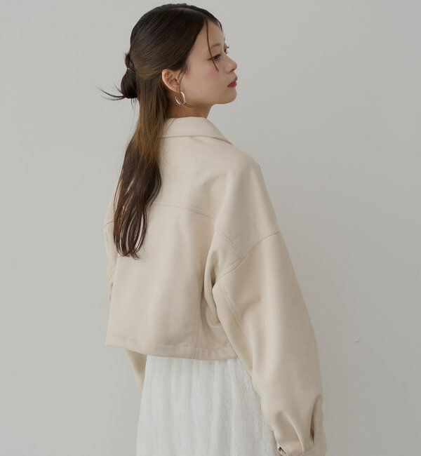  「【WEB限定/REVIVAL】胸ロゴショート丈スエードジップブルゾン」|ブルゾン・スタジャン|