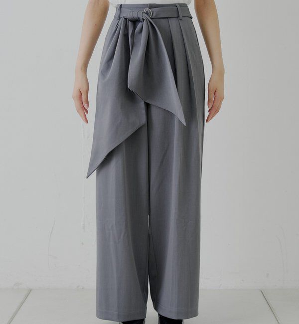  「【SALON by Chico】 BIGリボンスラックスロングパンツ」|チノ|