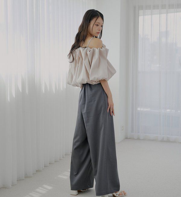  「【SALON by Chico】 BIGリボンスラックスロングパンツ」|チノ|