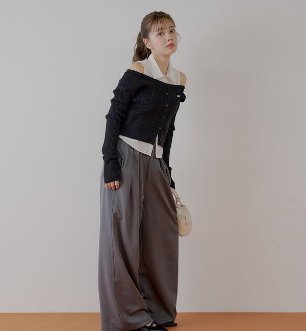  「【SALON by Chico】 BIGリボンスラックスロングパンツ」|チノ|