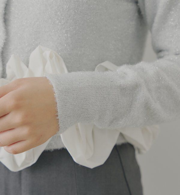  「ねじりフリルデザインラメシャギーカーディガン」|カーディガン|