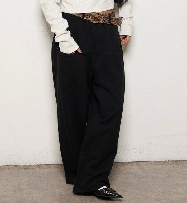  「【低身長・高身長対応】SLASH POCKET SWEAT EASY PANTS」|チノ|