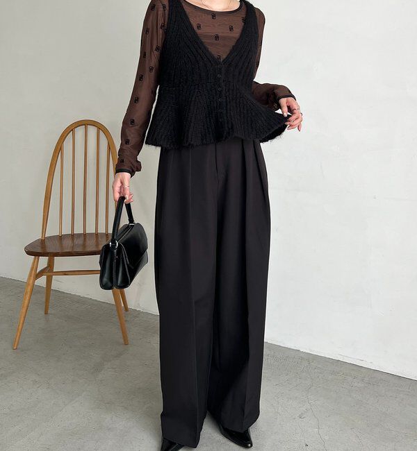  「【ロングシーズン着用可能】Vネックフレアキャミ」|ニット・セーター|