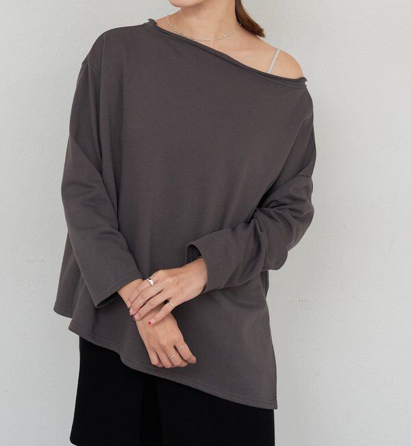  「サイドスリットオフショルスウェット」|Tシャツ・カットソー|