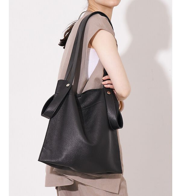 collex「【WEB限定】【BEAURE/ヴュレ】カウレザー 2WAY ハンドル トートバッ」|トートバッグ|ブラック