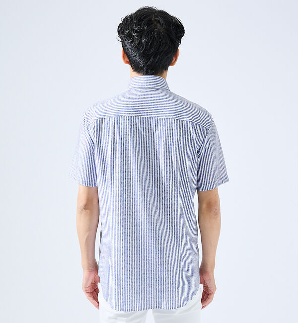 ABAHOUSE「【形状安定性 / 伸縮性】トリコットストライプ 半袖シャツ」|シャツ・ブラウス|