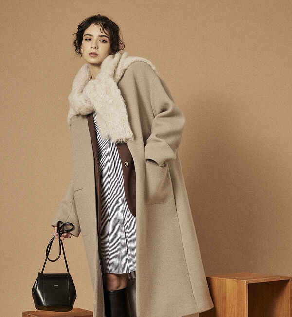 Rouge vif「ノーカラー ロングコート」|ノーカラーコート|